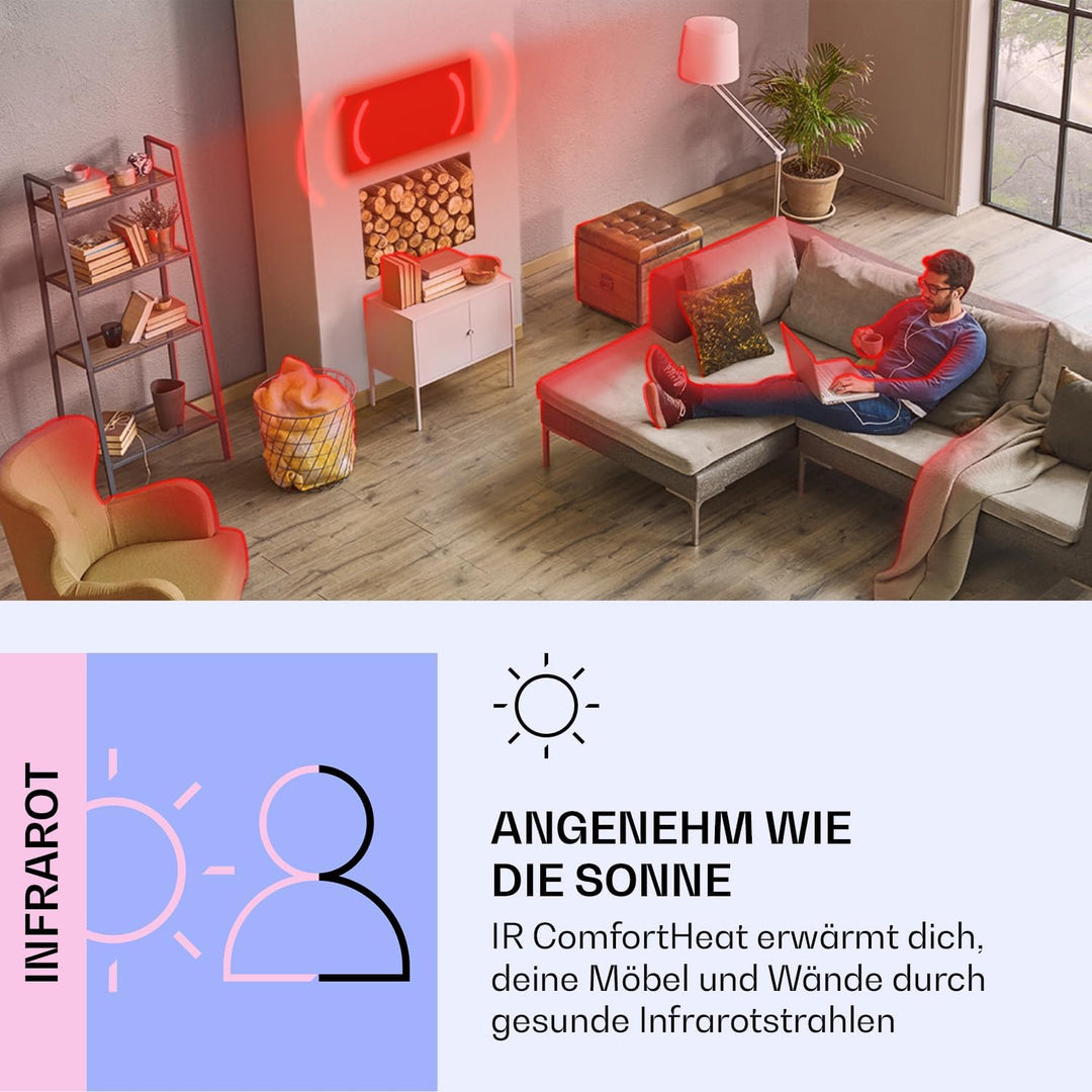 Klarstein 2-in-1 Infrarotheizung & Konvektor, Infrarotheizung mit Thermostat 500W, IP44-Infrarotheiz