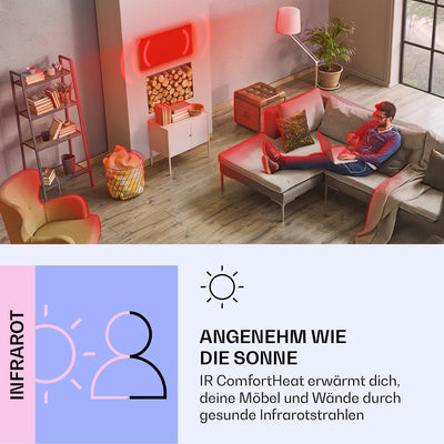 Klarstein 2-in-1 Infrarotheizung & Konvektor, Infrarotheizung mit Thermostat 500W, IP44-Infrarotheiz