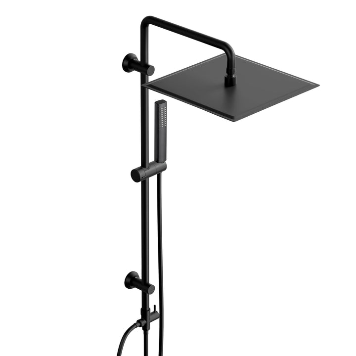 Görbach Regendusche Duschsystem ohne Armatur, Edelstahl Duschset mit 92cm Duschstange, Eckig XXL Übe