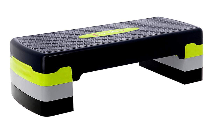 HMS Steppbrett Crossfit Fitness Stepper 3-Stufen Stepper Step-Bench - Grün-grau - AS002 - Länge 67 c
