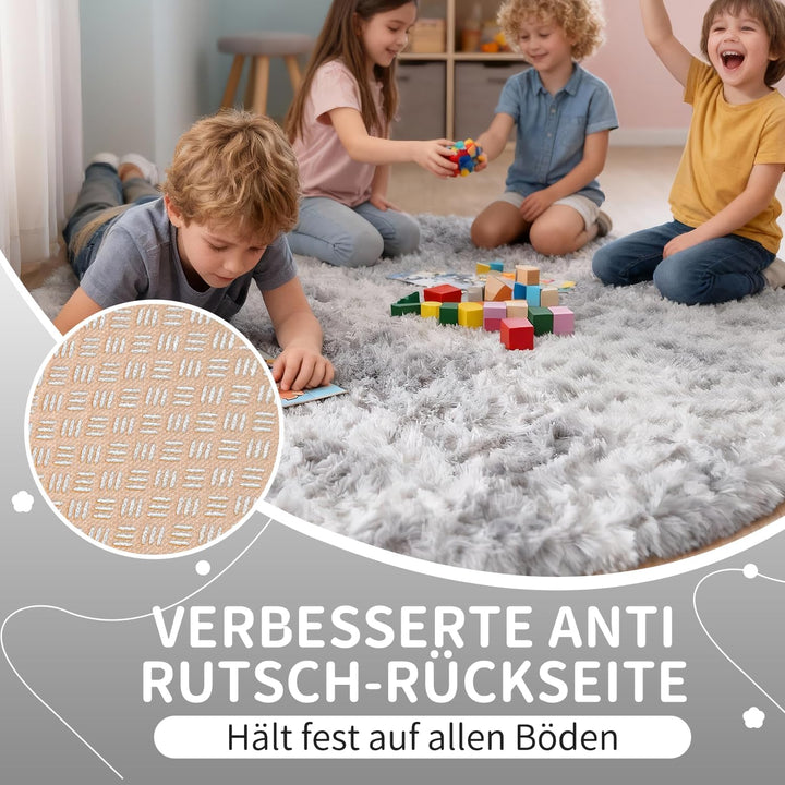 VOFUSHON Teppich Rund Hochflor Teppich Wohnzimmer Teppich Langflor Teppiche für Wohnzimmer flauschig