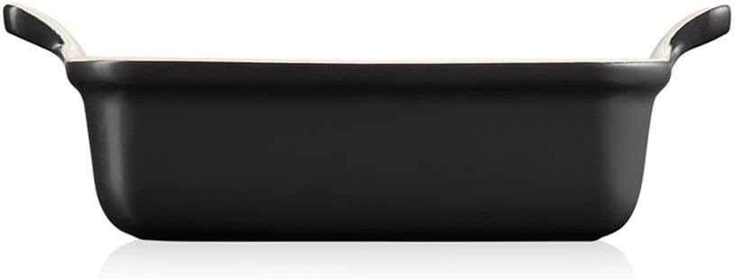 Le Creuset Rechteckige Auflaufform Tradition aus Steinzeug, 19 cm, 1.1 Liter, Schwarz matt, 71102190