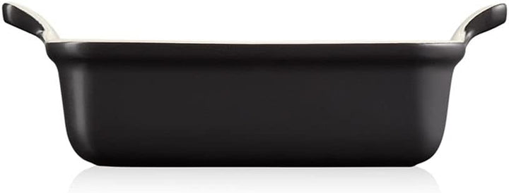 Le Creuset Rechteckige Auflaufform Tradition aus Steinzeug, 19 cm, 1.1 Liter, Schwarz matt, 71102190