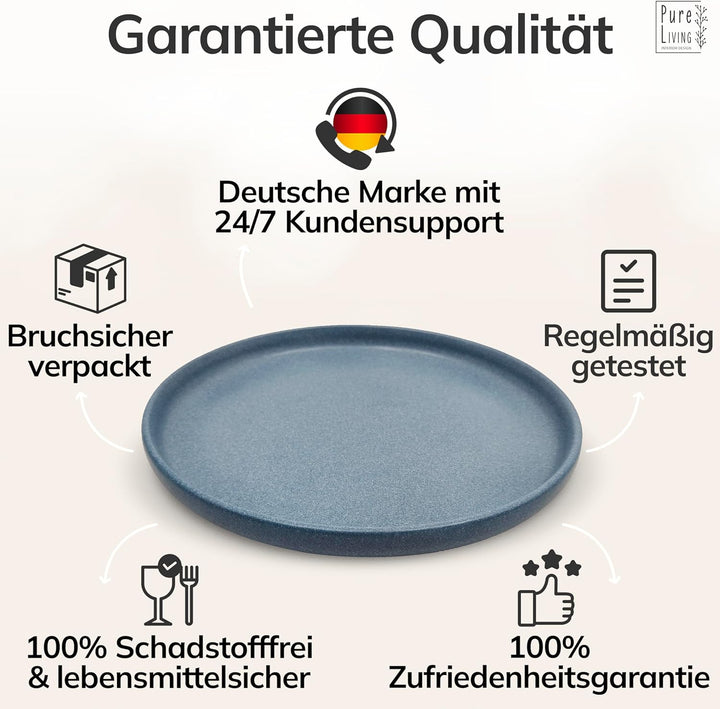 Steingut Teller gross 6 Pers. Hochwertiges Urban Style TEST SEHR GUT Speiseteller Set - Spülmaschine