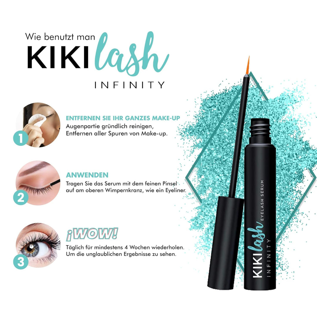 KIKILASH Wimpernserum Wachstum 3ml - Natürliche Wimpernserum Hormonfrei für Lange & Dichte Wimpern -