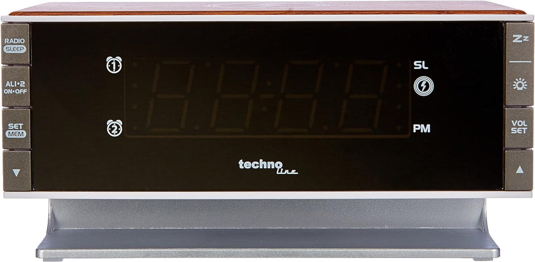 Technoline mit Qi-Ladefläche Retro WT487 Wireless Charger, Holz-Optik, 16,7 x 8,7 x 7,8 cm