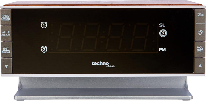 Technoline mit Qi-Ladefläche Retro WT487 Wireless Charger, Holz-Optik, 16,7 x 8,7 x 7,8 cm