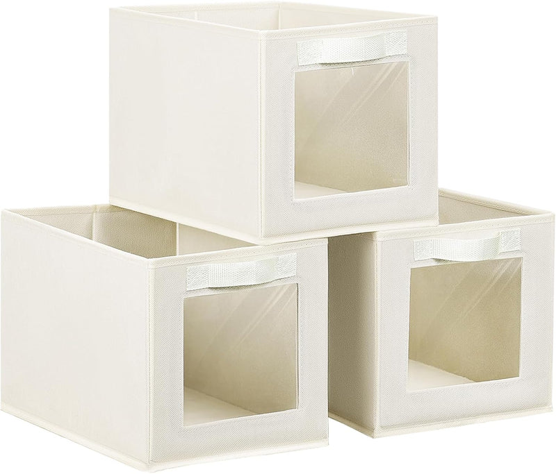 DIMJ 3 Stück Aufbewahrungsboxen, Faltbox mit Transparentem Sichtfenster Faltbare Aufbewahrungskiste