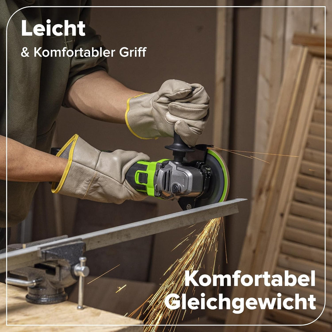 Greenworks 24V Akku-Winkelschleifer, 125 mm Scheibe, 8500 U/min, 700 W bürstenloser Motor, links- un