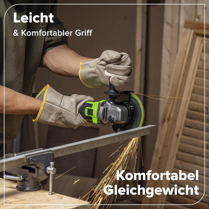 Greenworks 24V Akku-Winkelschleifer, 125 mm Scheibe, 8500 U/min, 700 W bürstenloser Motor, links- un