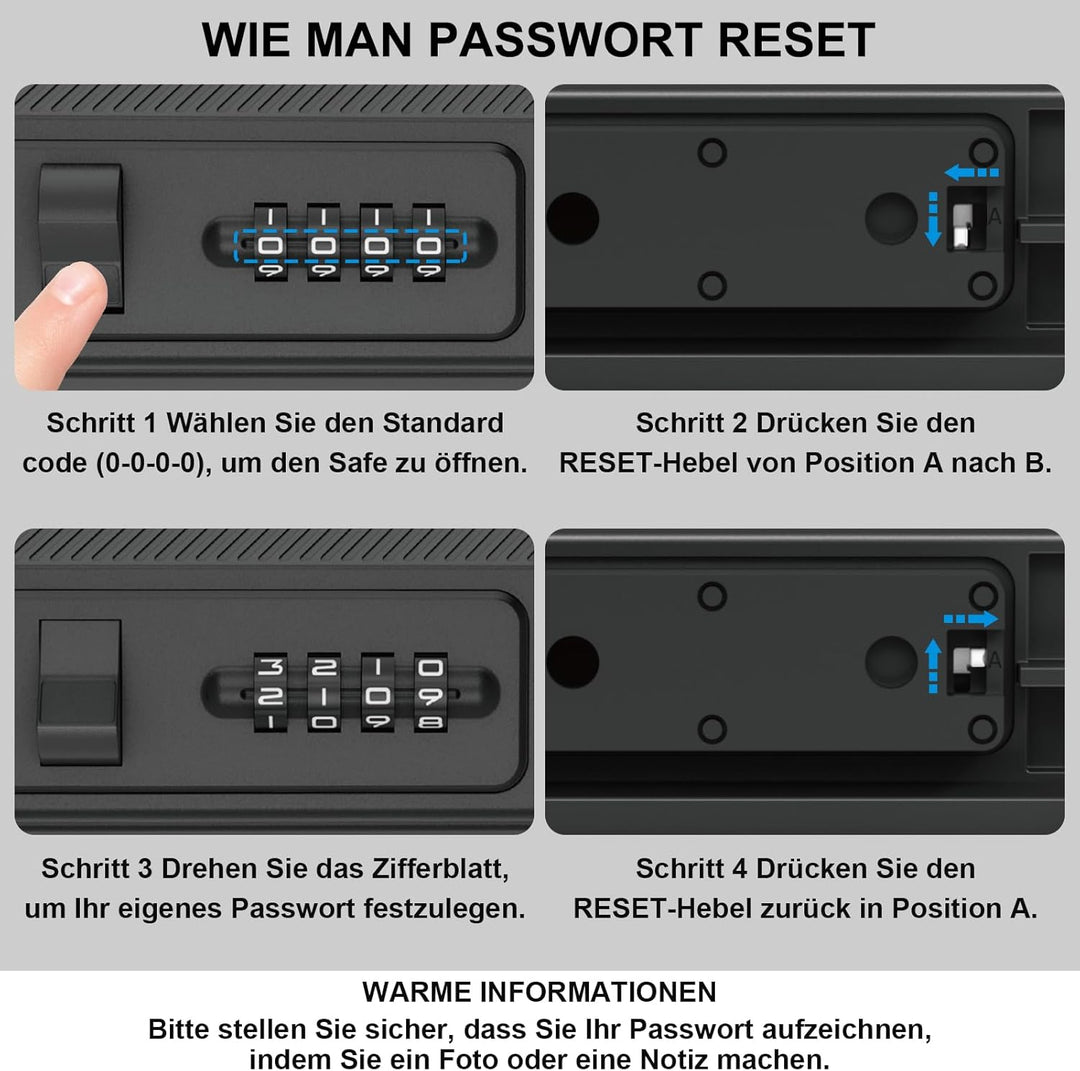 [IP68 Wasserdicht]Diyife Tragbarer Tresor, Mini Tresor, 4 Stellig Zahlencode, Abnehmbare Kabel, Dopp