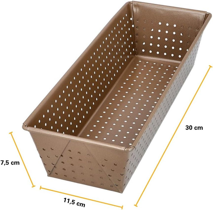 Birkmann, Laib & Seele, perforierte Brotbackform, 30 cm, Backform für kleine Brote, aus bronzefarben