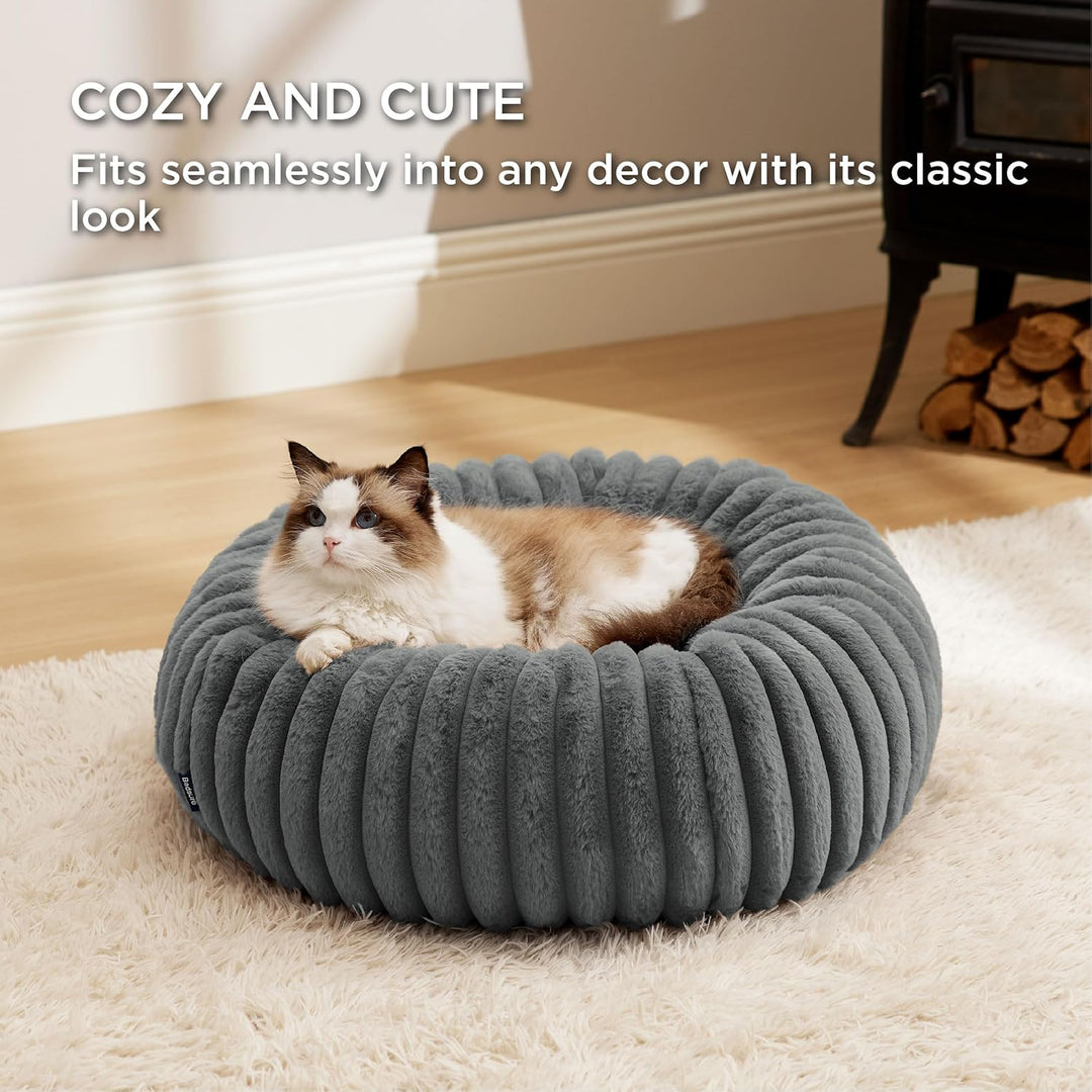 BEDSURE orthopädisches Katzen Bettchen - Flauschiges Donut 51x51x15cm rundes Katzensofa mit waschbar