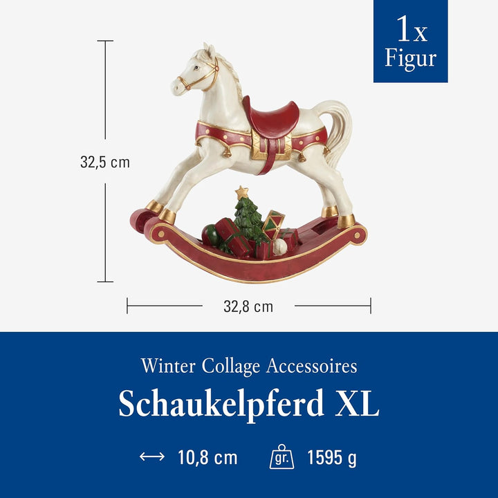 Villeroy und Boch - Winter Collage Accessoires Schaukelpferd XL, charmante Deko-Figur für die Festta