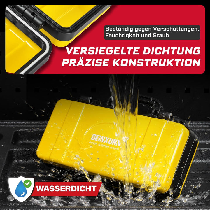 Gelb Werkzeugkasten, Tragbarer, Robuster Werkzeugkoffer aus Stahl mit Sicherheitsverschluss und Grif