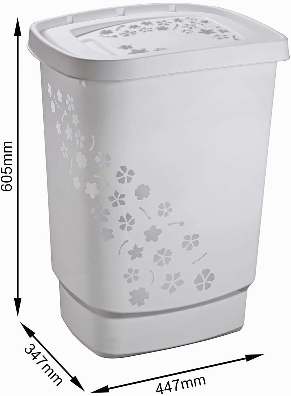 Rotho Flowers Wäschesammler 55l mit Deckel, Kunststoff (PP) BPA-frei, grau, 55l (44,7 x 34,7 x 60,5