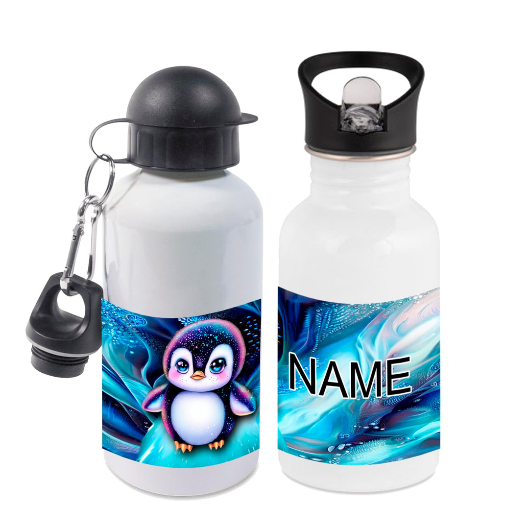 Trinkflasche mit Name/wahlweise 400ml, 500ml oder 600ml + Schriftwahl für Name + Edelstahl oder Alum