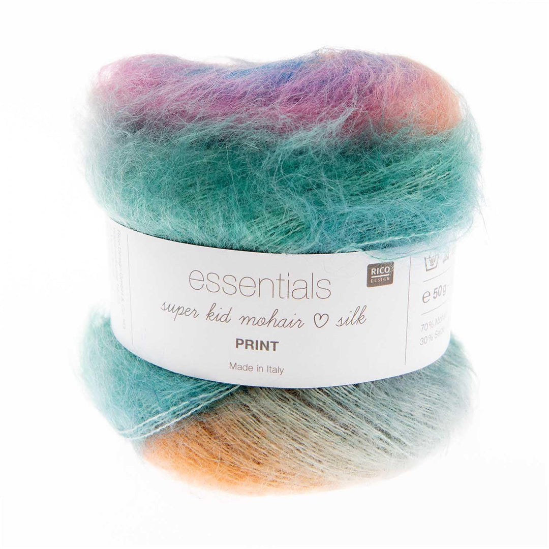 Rico Essentials Super Kid Mohair loves Silk Print, Fb. 4 Wind, Regenbogen Lacegarn aus Super Kid Moh