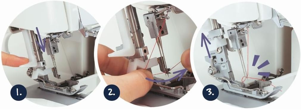 Juki MO-1000 Overlockmaschine zum Einfädeln und automatischen Nadeln, Metall, Weiss, 33 x 28 x 31 cm