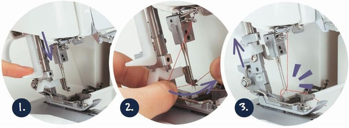 Juki MO-1000 Overlockmaschine zum Einfädeln und automatischen Nadeln, Metall, Weiss, 33 x 28 x 31 cm