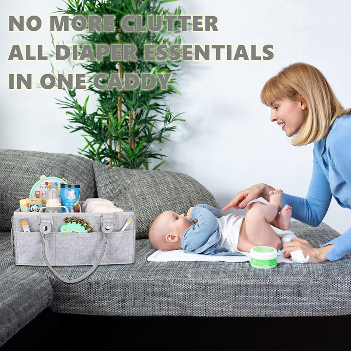 XUANGUO Baby-Windel-Caddy mit Griff, geschlechtsneutral, grosser Aufbewahrungskorb für Kinderzimmer,