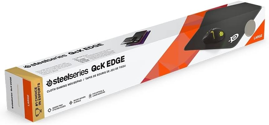 SteelSeries QcK Edge L - Gaming-Mauspad – abgenähter Rand zur Verhinderung der Abnutzung – optimiert