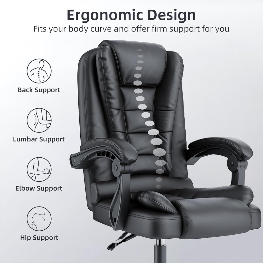 naspaluro Chefsessel Bürostuhl Ergonomischer PU-Leder Drehstuhl Hochlehner, Höhenverstellbarer Schre