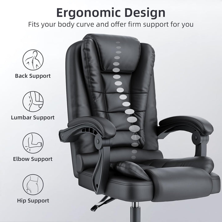 naspaluro Chefsessel Bürostuhl Ergonomischer PU-Leder Drehstuhl Hochlehner, Höhenverstellbarer Schre