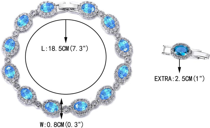 EVER FAITH Damen CZ Hochzeit Braut Oval Teardrop Halskette Ohrringe Armband Set Silber-Ton Hell Blau