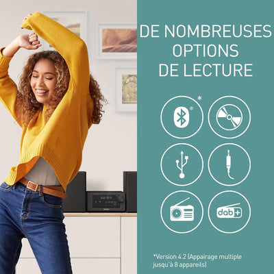 Panasonic SC-PM702EG-K Neat Kompakte Stereoanlage Micro HiFi mit CD, DAB+/FM Radio, USB und Bluetoot