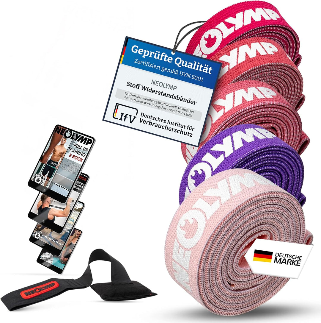 NEOLYMP Fitnessbänder aus Baumwolle – Waschbare Resistance Bands - Widerstandsbänder für Fitness & M