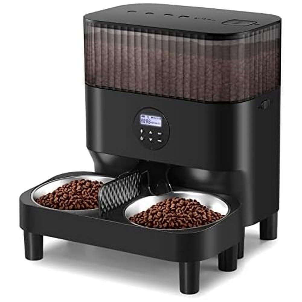 Sailvono Futterautomat Katze,Höhenverstellbar Katzenfutter Automat, 5L Zeitgesteuerte Kontrolle 1-4