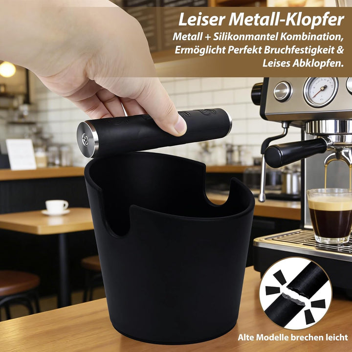 Abklopfbehälter für Siebträger Espresso Abklopfbehälter Knock Box Kaffeesatz Behälter mit Abnehmbare