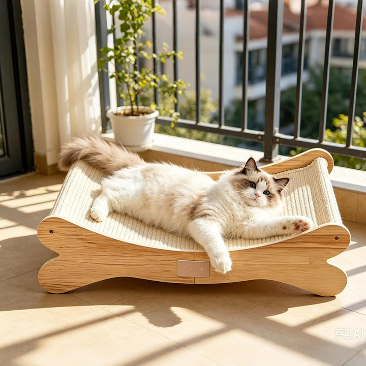 Sisal Kratzbretter Katze,Katzenkratzbett mit 160° Gebogenes Design | Massives Buchenholz &amp; Natürlich