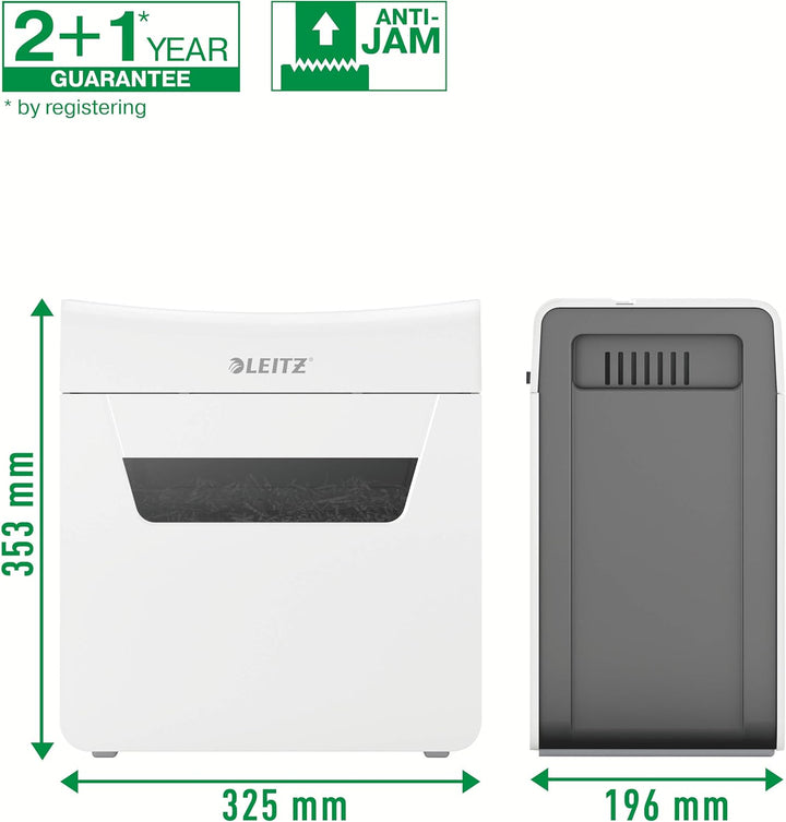 Leitz IQ 3M Premium Aktenvernichter P5, Mikroschnitt, 4-3 Blatt (70-80g/m²), Super leise, kompakt &