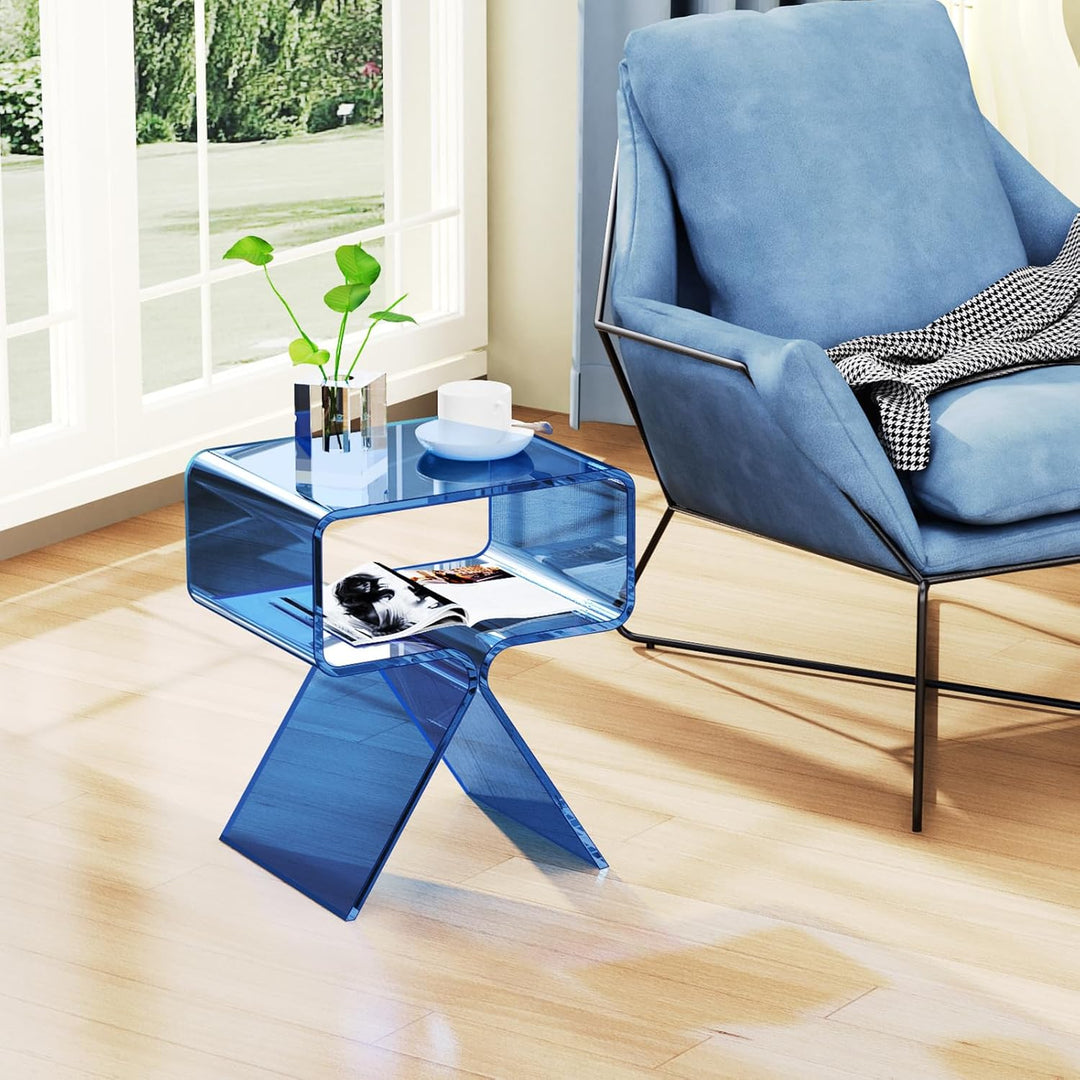 Solarium Acryl Nachttisch Beistelltisch Acryl Transparent (Blue) Blau, Blau