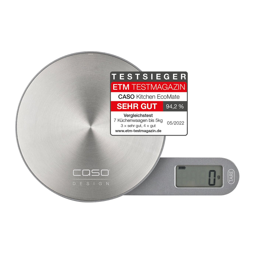 CASO Kitchen EcoMate - Design Küchenwaage, batterielose Nutzung durch kinetische Energie, Testsieger