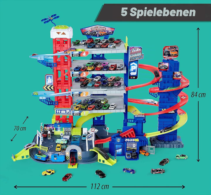 Majorette – Super Chase Center - Parkhaus mit 5 Etagen &amp; Porsche Discovery-Set 20+2 – 22 hochwertige