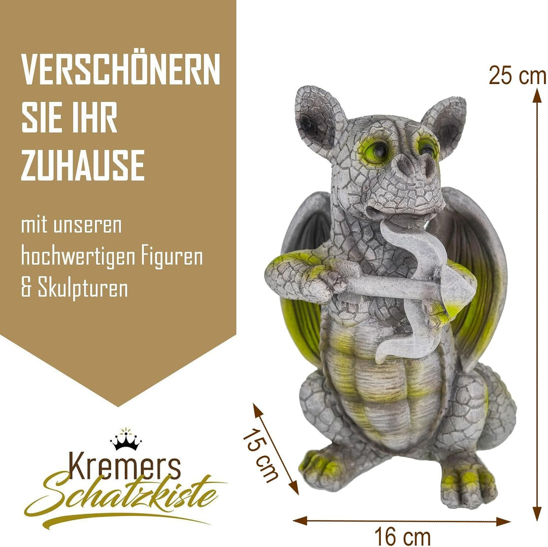 Kremers Schatzkiste Drachenkind Amor mit Pfeil und Bogen Drache Figur Gartenfigur Liebe