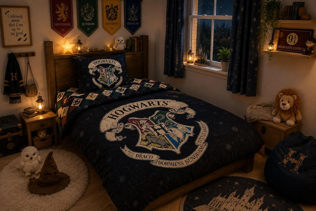 SkyBrands Harry Potter Bettwäsche 135x200 80x80 Hogwarts Bettwäsche-Set 2-teilig Bettbezug Kissenbez