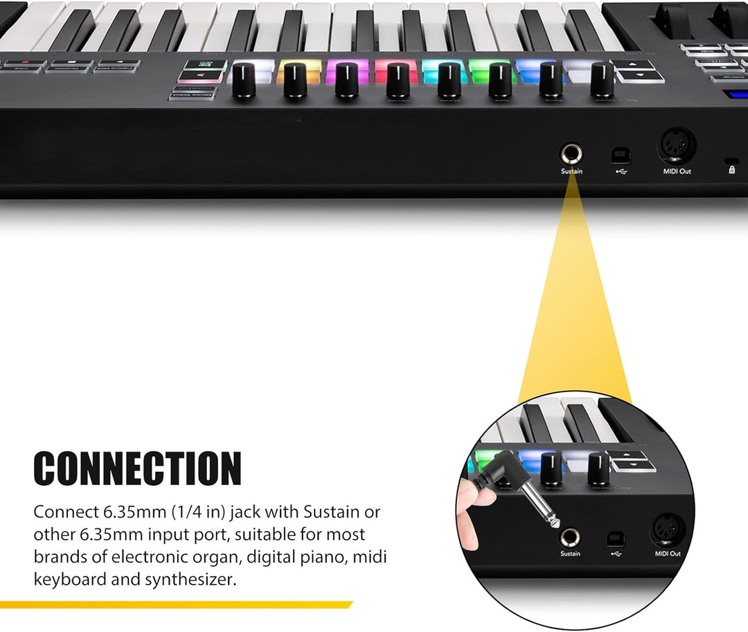 LP1 Keyboard Sustain Pedal, Universal Klavier Pedal mit Polaritätsschalter für E-Piano, E-Keyboard,