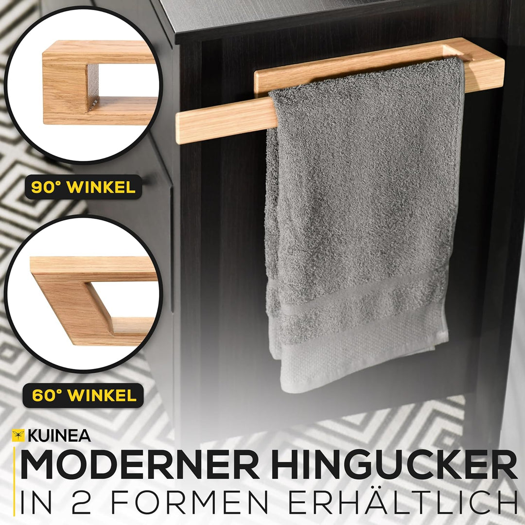 KUINEA Handtuchhalter ohne Bohren - Moderner Handtuchhalter aus [100% Eichenholz] für Bad & Küche I