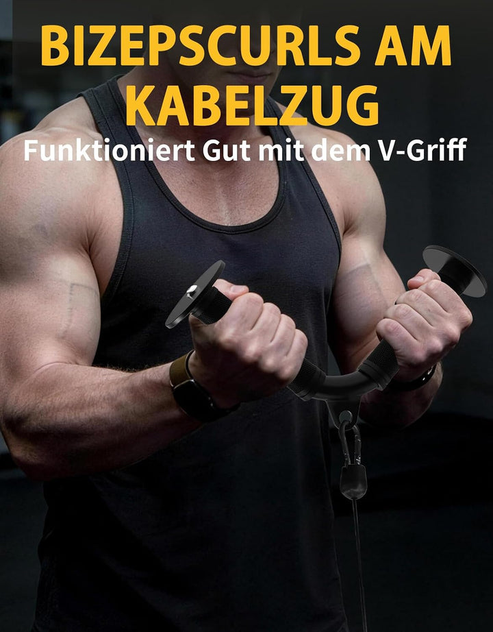 Trizeps V-Griff Kabelzug Aufsatz, Rutschfester Gummigriff Trizepsstange für Fitnessstudio Kabelmasch