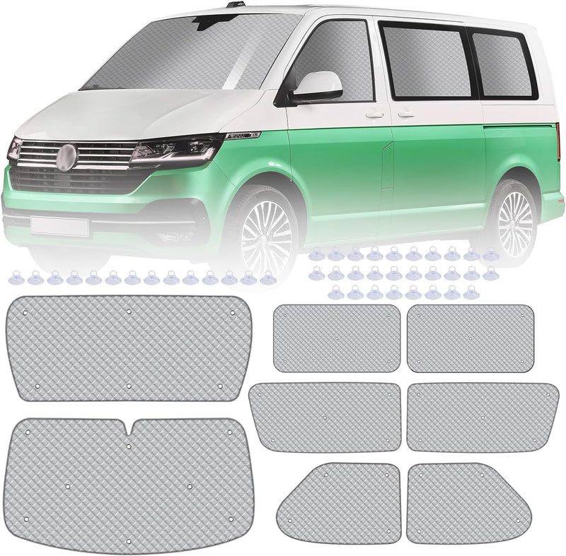 MaxEarn 8Stk Thermomatte Fahrerhaus passend für LWB VW T4, Luxus Interne Auto Sonnenblende Frontsche