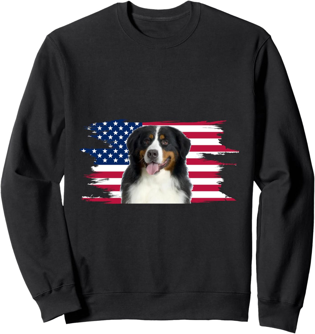 American Flag Dog Bernese Mountain Dog Sweatshirt