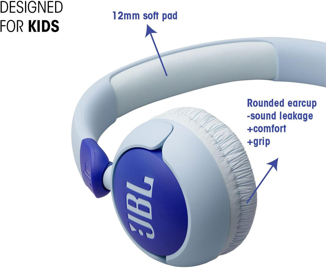 JBL Junior 320, On-Ear-Kopfhörer mit Kabel und eingebautem Mikrofon für Kinder, JBL Safe Sound, nied