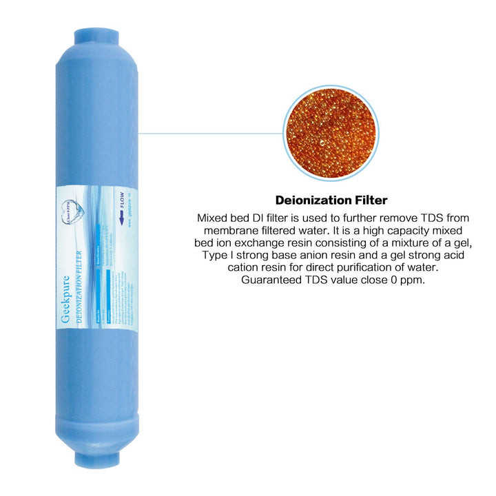 Geekpure 6-Stufiges Umkehrosmose-Trinkwasserfiltersystem mit DI-Filter TDS bis 0-75GPD