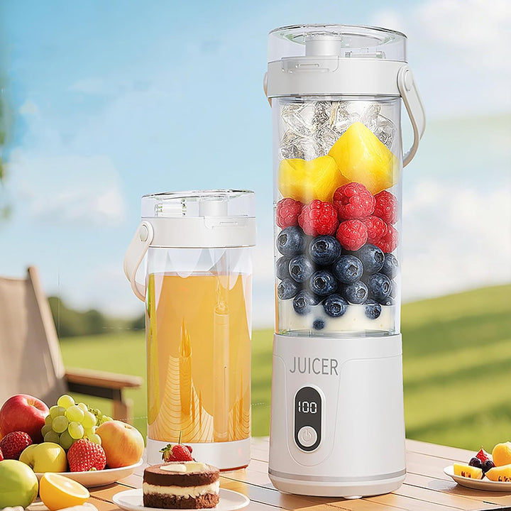 Tragbarer Mixer Smoothie Maker,650 ml Mini Mixer Smoothie To Go,USB-C Wiederaufladbar,12 Rostfreie K