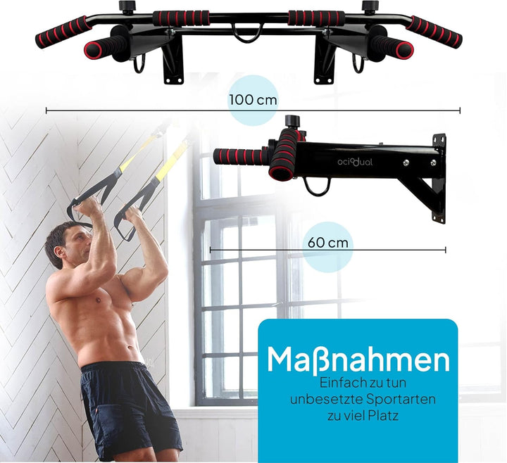 OcioDual Klimmzugstange Wand Professionelle, All-in-One-Multifunktion, Klimmzugstange zur Wandmontag