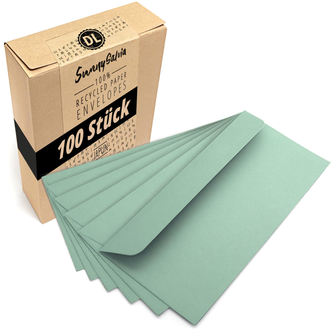 Japun – Briefumschläge (100 Stück) aus Papier, Kuvert, Umschlag ohne Fenster - DIN lang - 220 x 110